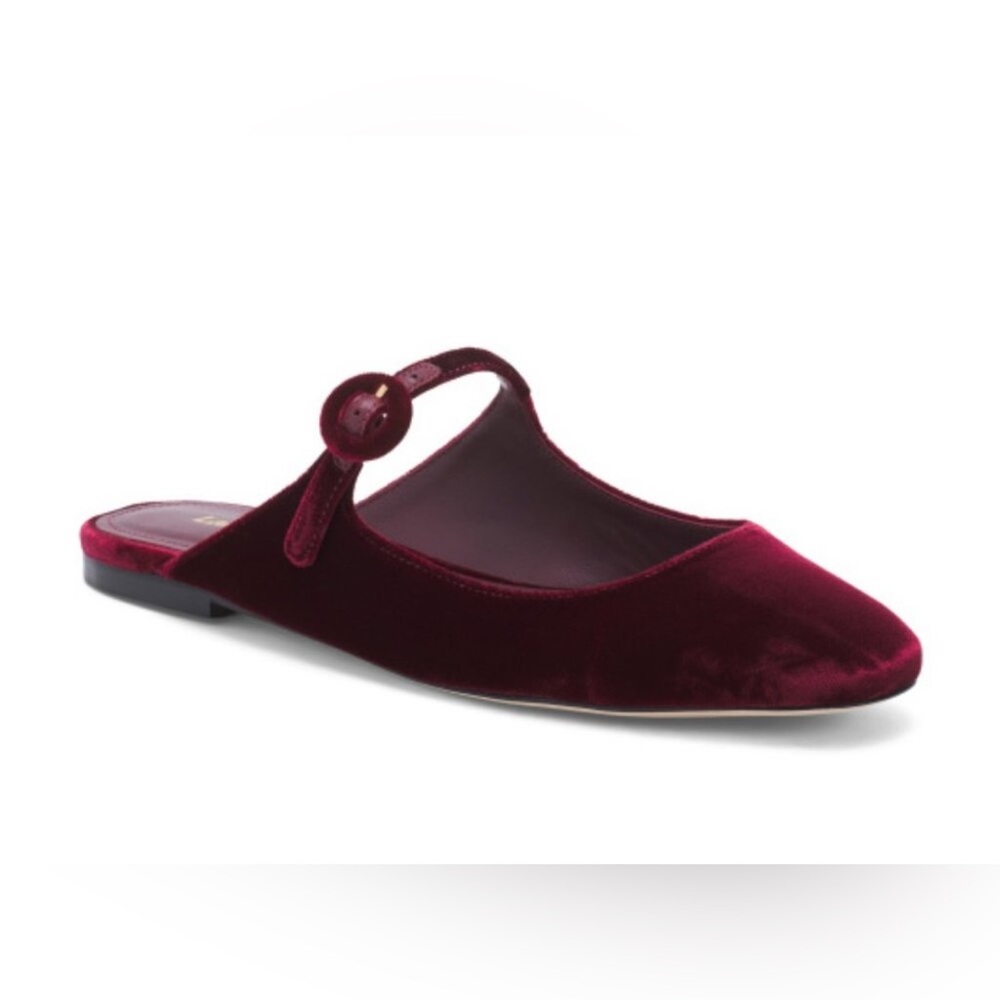 Larroudé Blair Mule Ballet Flat In Wine Velvet - Picture 7 of 11